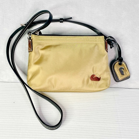 Dooney & Bourke Handbags - Dooney & Bourke Vintage Small Beige Nylon Leather Crossbody Purse Handbag 1975